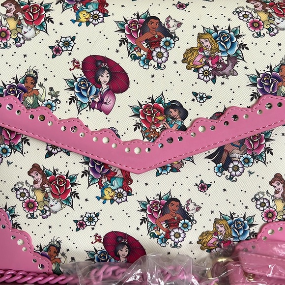 NWT Loungefly Disney Princess Tattoo Crossbody Bag - Picture 14 of 14